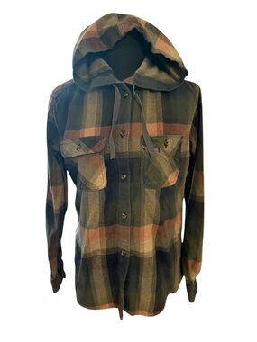Carhartt Hooded Plaid Shirt Jacket - size small 2/4
